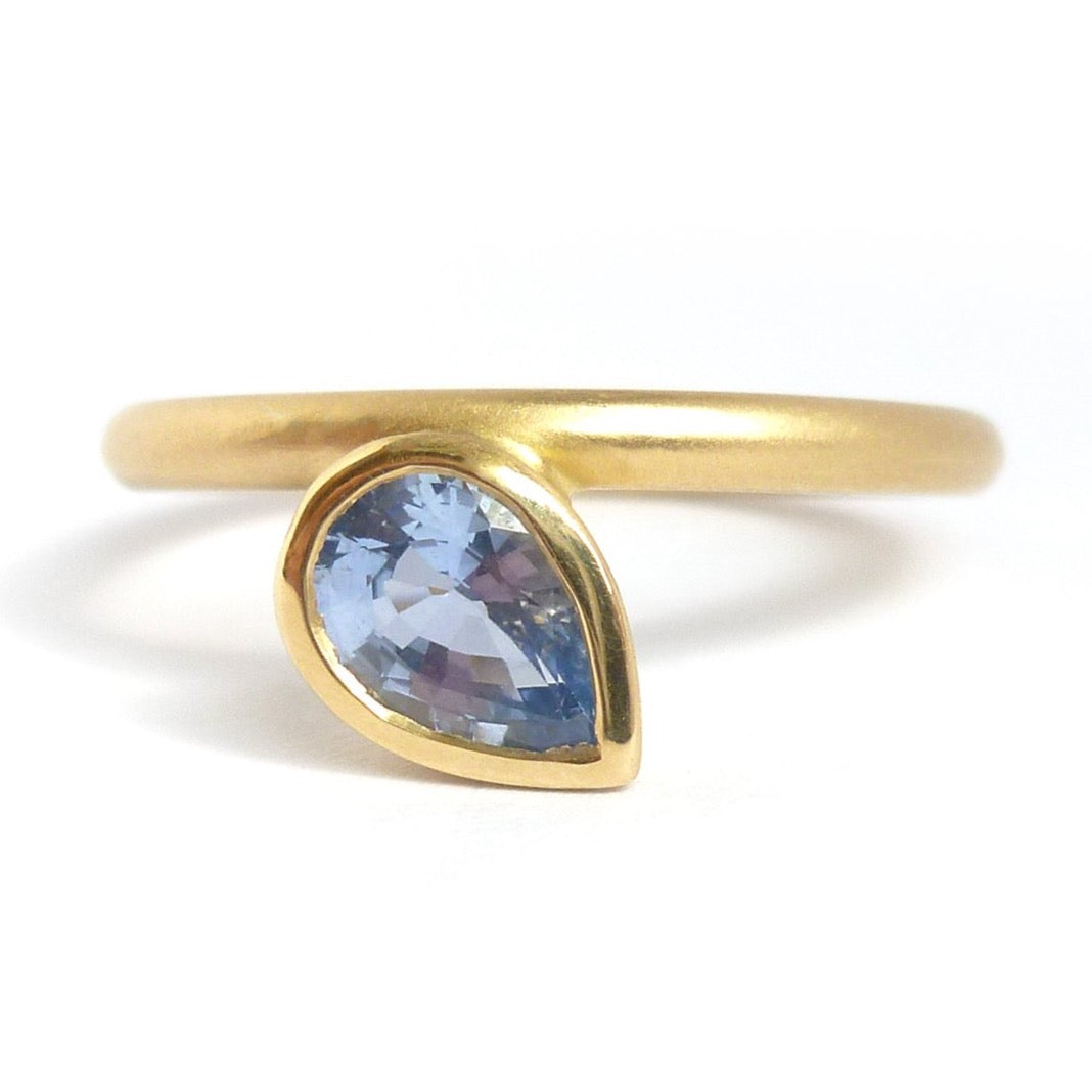 Contemporary jewellery - modern & bespoke engagement sapphire ring handmade in UK