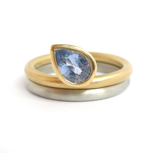 Contemporary jewellery - modern & bespoke engagement sapphire ring handmade in UK