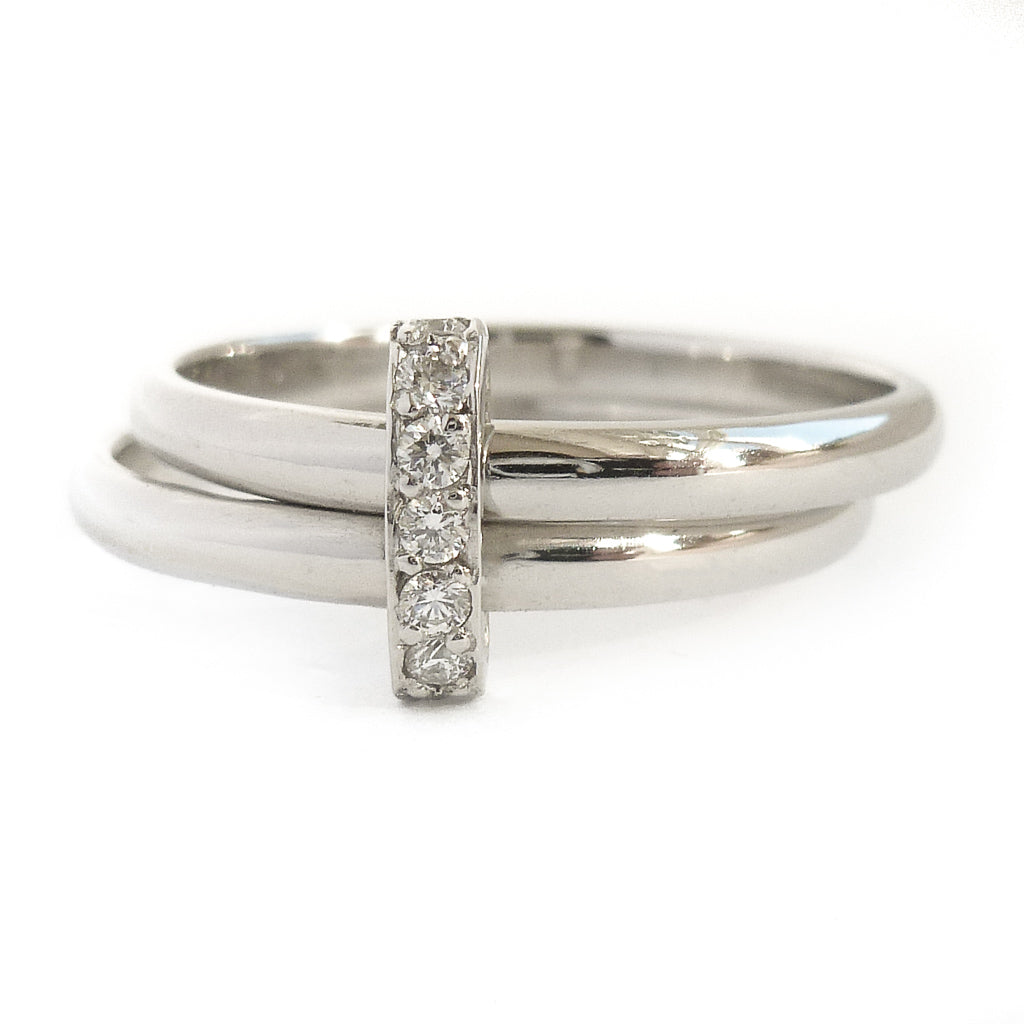 Contemporary, modern and unique ring. Multi band ring or interlocking ring, sometimes called double band ring too.