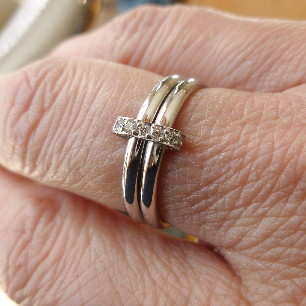 Contemporary Platinum and Diamond Ring Unique and Bespoke Sue Lane