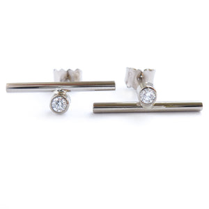 18ct white gold diamond earrings - contemporary and handmade in uk