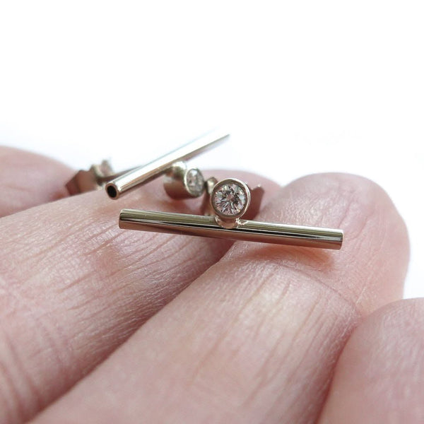 18ct white gold diamond earrings - contemporary and handmade in uk