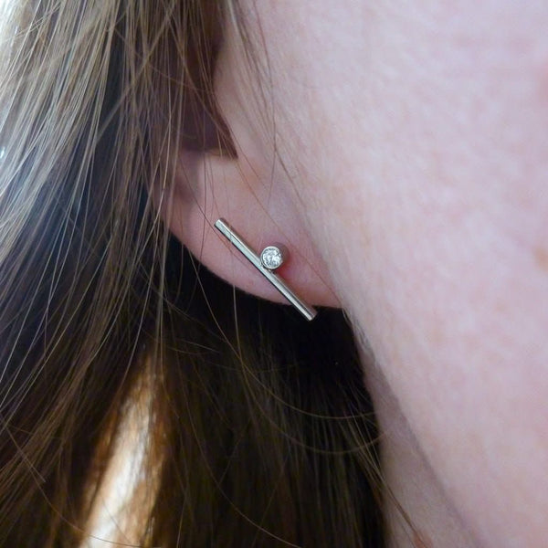 18ct white gold diamond earrings - contemporary and handmade in uk