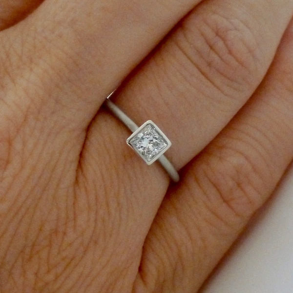 Platinum diamond ring in a contemporary, bespoke and modern design, handmade by Sue Lane Jewellery in the UK
