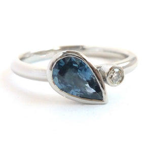 Contemporary modern unique platinum ring blue sapphire Sue Lane Hereford, Herefordshire.