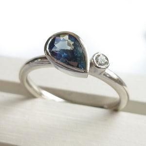 Contemporary modern unique platinum ring blue sapphire Sue Lane Hereford, Herefordshire.