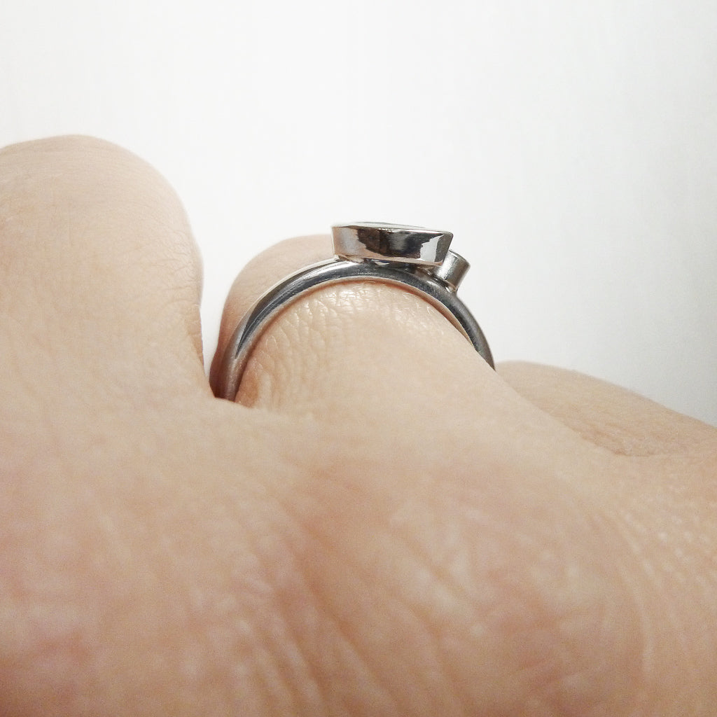 Contemporary modern unique platinum ring blue sapphire Sue Lane Hereford, Herefordshire.