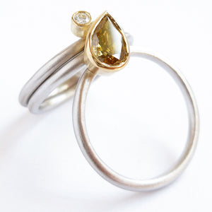 Platinum, 18ct Gold, Champagne And White Diamond Ring. Contemporary, Bespoke, Sue Lane. Multi band ring or interlocking ring, sometimes called triple band rings too.