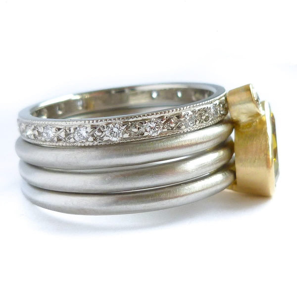 Platinum, 18ct Gold, Champagne And White Diamond Ring. Contemporary, Bespoke, Sue Lane.