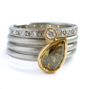 Platinum, 18ct Gold, Champagne And White Diamond Ring. Contemporary, Bespoke, Sue Lane.