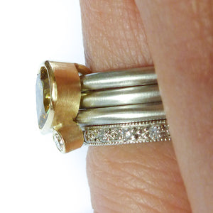 Platinum, 18ct Gold, Champagne And White Diamond Ring. Contemporary, Bespoke, Sue Lane.