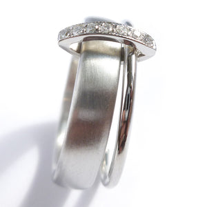 Platinum and Pave Set Diamond Two Band Ring Contemporary Commission. Multi band ring or interlocking ring, sometimes called double band ring too.