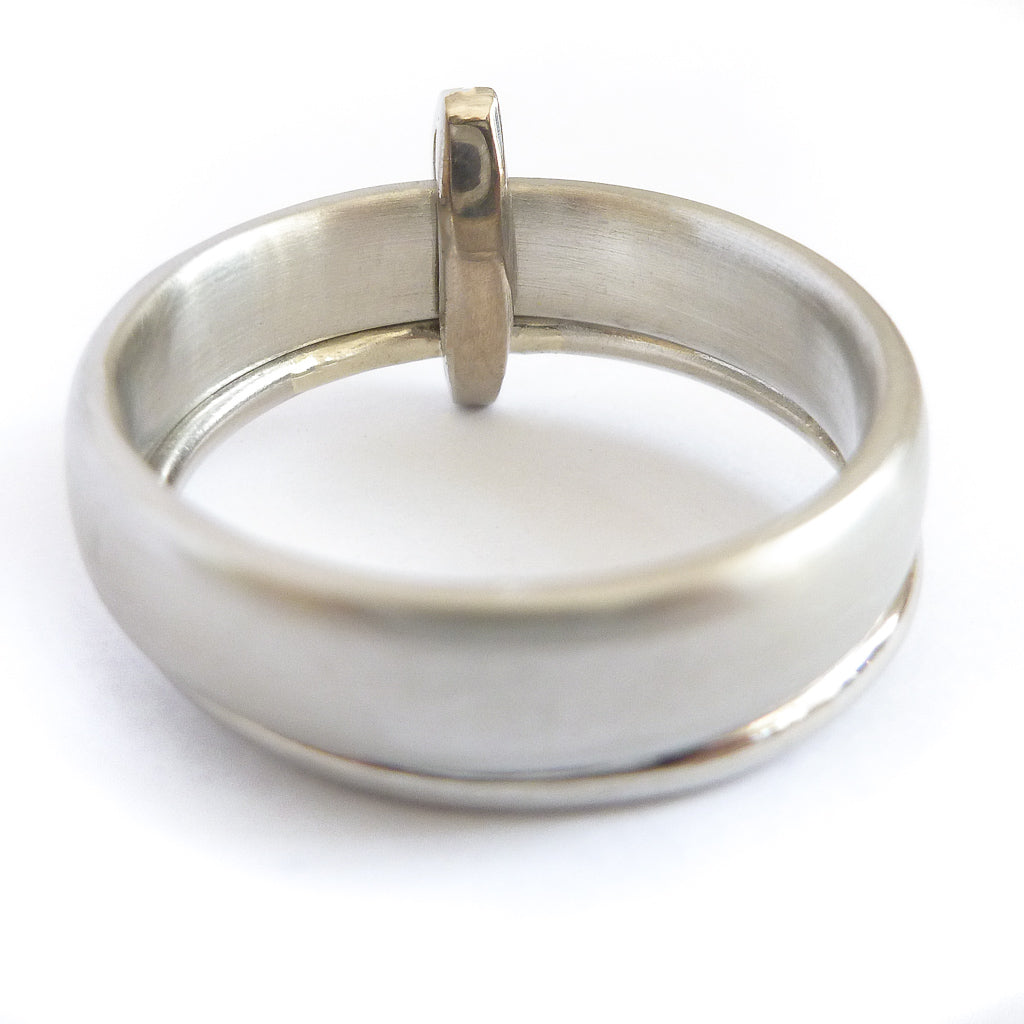 Platinum and Pave Set Diamond Two Band Ring Contemporary Commission. Multi band ring or interlocking ring, sometimes called double band ring too.