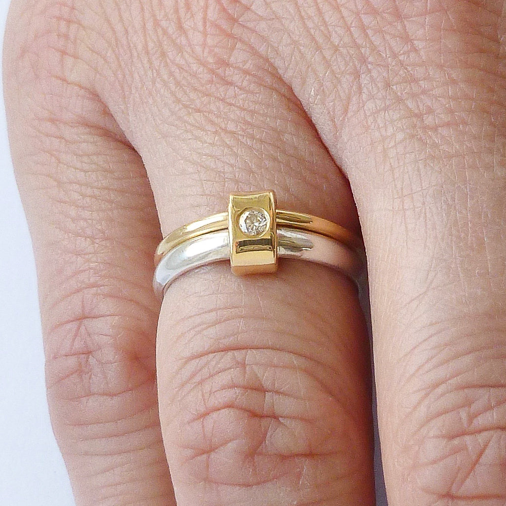 Contemporary unique bespoke modern engagement ring diamond Sue Lane.