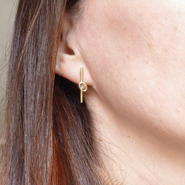 Contemporary jewellery earrings gold diamond bespoke handmade