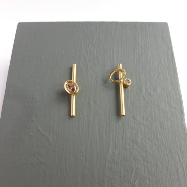 Contemporary jewellery earrings gold diamond bespoke handmade