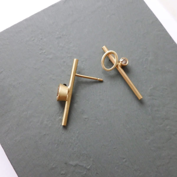 Contemporary jewellery earrings gold diamond bespoke handmade