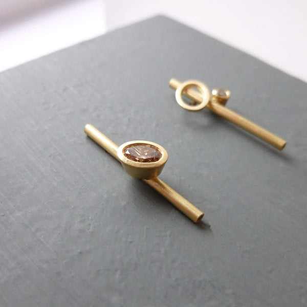 Contemporary jewellery earrings gold diamond bespoke handmade