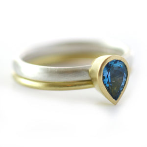 SOLD: Silver, 18k Gold and Aquamarine Ring (OF03) - Sue Lane Contemporary Jewellery - 2