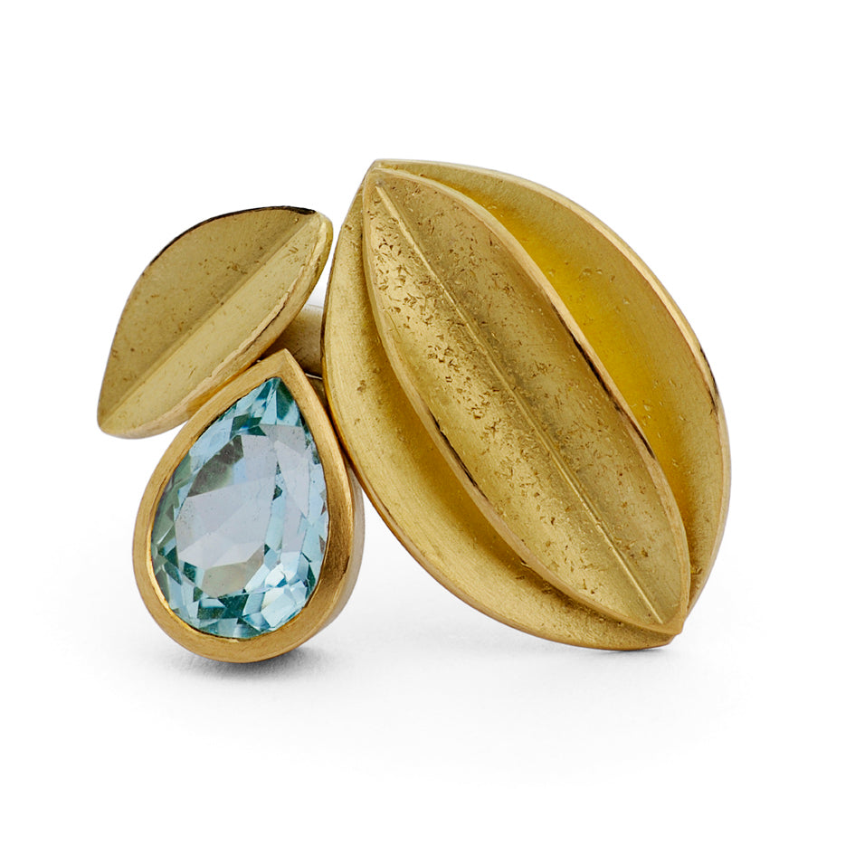 SOLD: Silver, 18k Gold and Aquamarine Ring (OF05) - Sue Lane Contemporary Jewellery