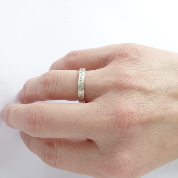 Modern diamond eternity ring handmade by Sue Lane