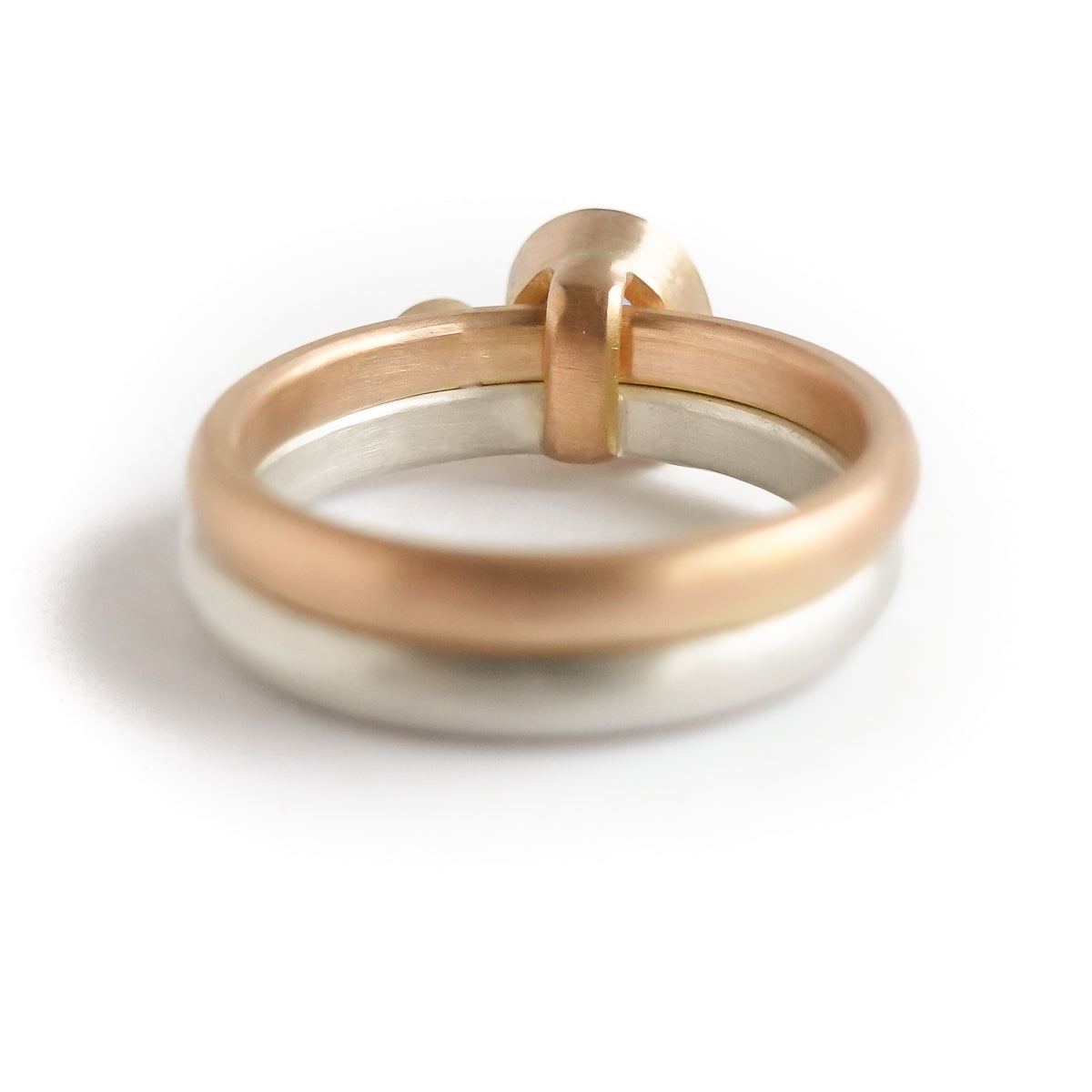 Modern bespoke contemporary two band sapphire and diamond gold and silver ring - sue lane