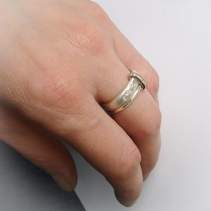 Modern contemporary silver and diamond ring. Beautiful dress ring or bespoke eternity ring. Sue Lane.