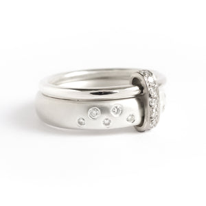 Modern contemporary silver and diamond ring. Beautiful dress ring or bespoke eternity ring. Sue Lane.