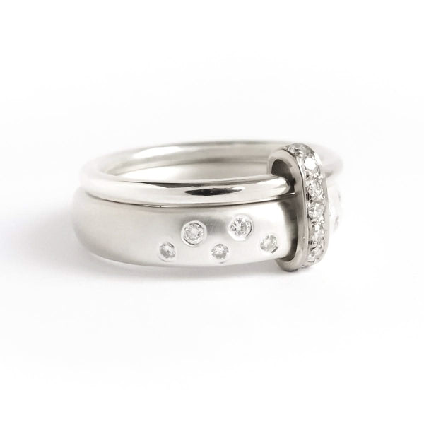Modern contemporary silver and diamond ring. Beautiful dress ring or bespoke eternity ring. Sue Lane.