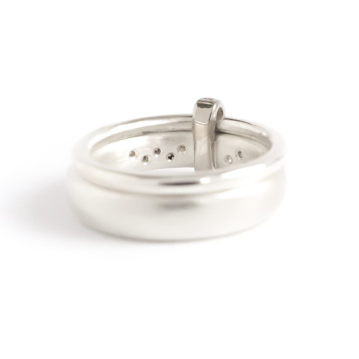 Modern contemporary silver and diamond ring. Beautiful dress ring or bespoke eternity ring. Sue Lane.