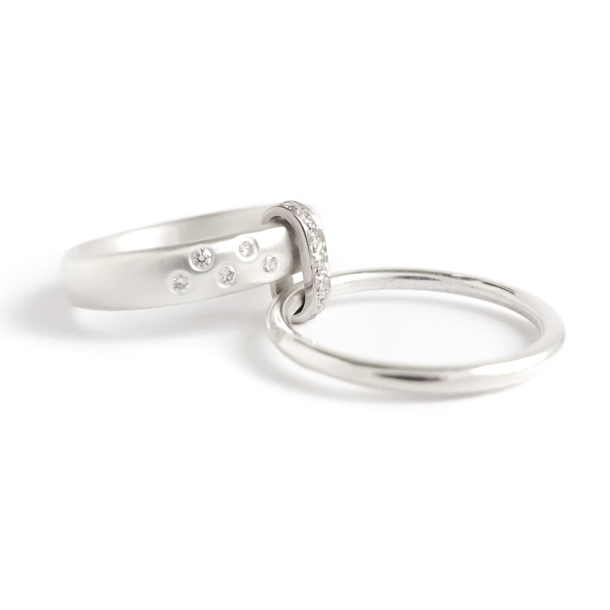 Modern contemporary silver and diamond ring. Beautiful dress ring or bespoke eternity ring. Sue Lane.