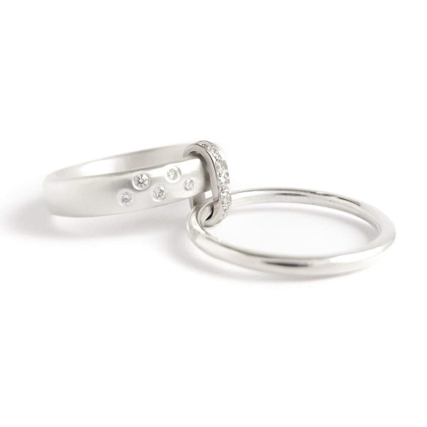 Modern contemporary silver and diamond ring. Beautiful dress ring or bespoke eternity ring. Sue Lane.