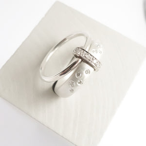 Modern contemporary silver and diamond ring. Beautiful dress ring or bespoke eternity ring. Sue Lane.