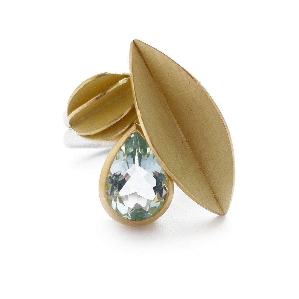 SOLD: Silver, 18k Gold and Aquamarine Ring (OF32) - Sue Lane Contemporary Jewellery