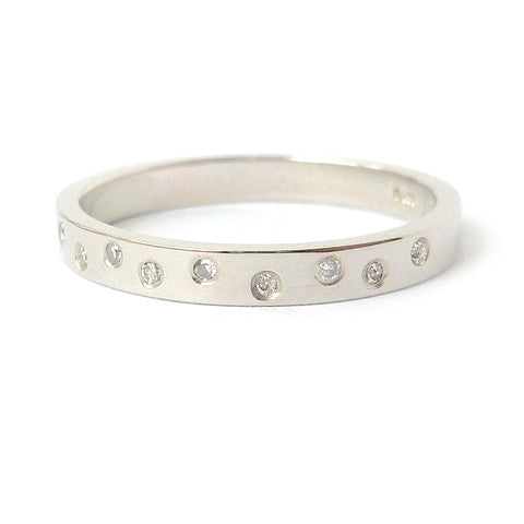 Usual, unique, bespoke and modern platinum and diamond wedding ring, eternity ring, engagement ring, Handmade by Sue Lane in Herefordshire, UK