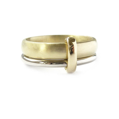 18k Gold two band ring (rd14) - Sue Lane Contemporary Jewellery - 2