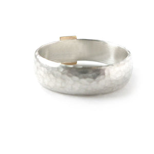 Unusual, unique, bespoke and modern men’s wedding ring in silver and rose gold. Handmade by Sue Lane Jewellery in Herefordshire, UK. Unique wedding ring.