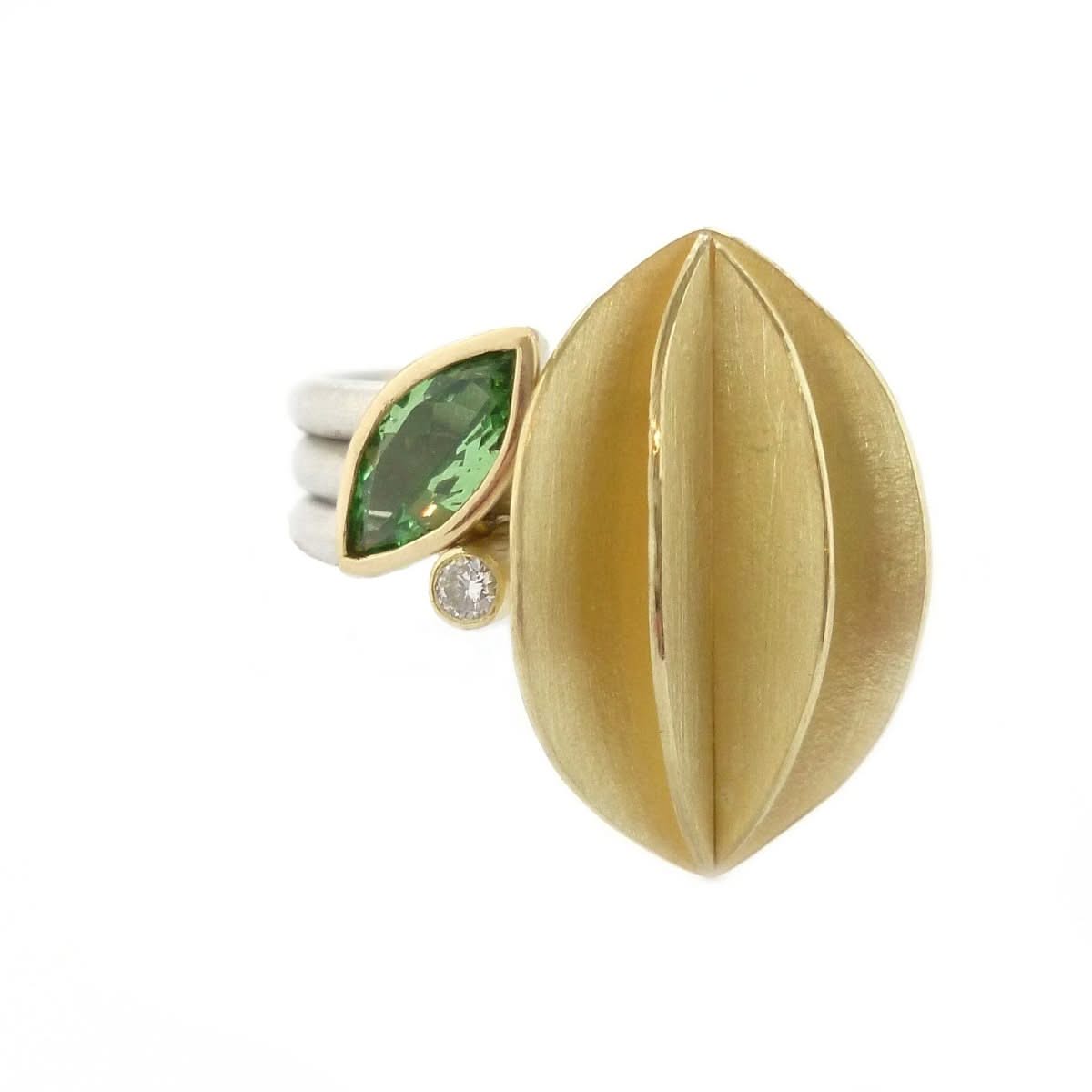 SOLD: 18k Gold and Mint Garnet Ring (OF15) - Sue Lane Contemporary Jewellery - 1