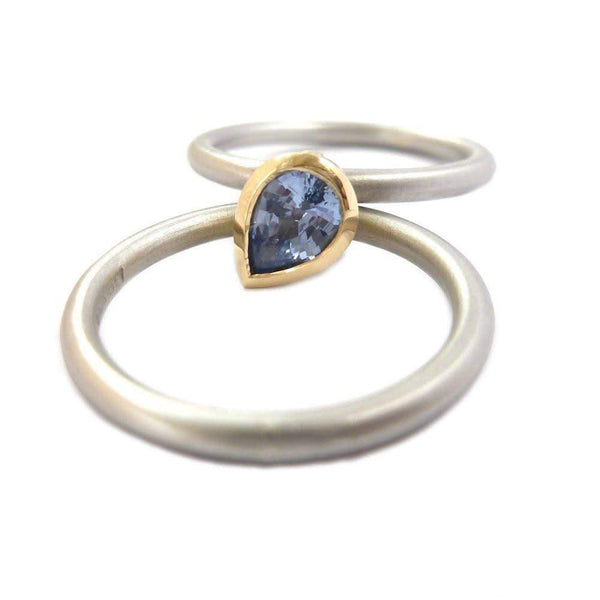 Unusual, unique, bespoke and modern platinum and cornflower blue sapphire wedding ring, eternity ring, engagement ring, stacking ring, Handmade by Sue Lane in Herefordshire,