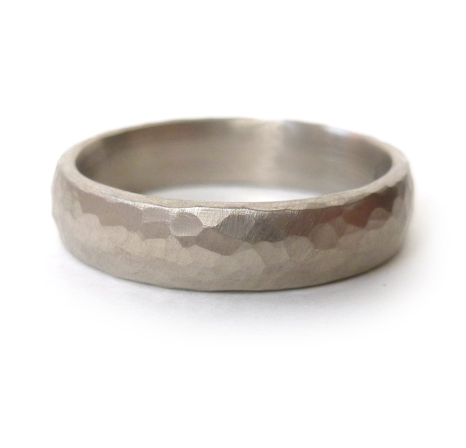 White gold hammered ring (gpr02) - Sue Lane Contemporary Jewellery - 1