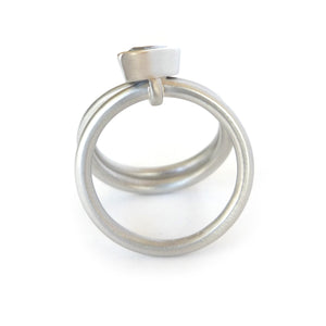 Contemporary three band platinum ring. Multi band ring or interlocking ring, sometimes called triple band rings too.