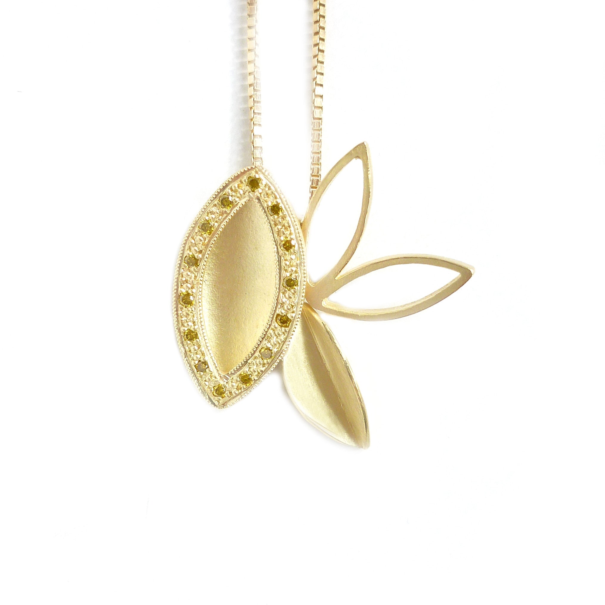 Contemporary bold and modern one off gold and yellow cognac diamond necklace handmade by designer maker Sue Lane Jewellery UK. Made to commission 