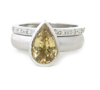 SOLD: Platinum, Green Sapphire and Diamond Ringset (OF35) - Sue Lane Contemporary Jewellery - 1