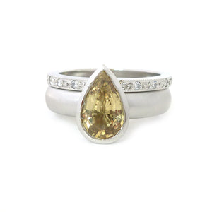SOLD: Platinum, Green Sapphire and Diamond Ringset (OF35) - Sue Lane Contemporary Jewellery - 5