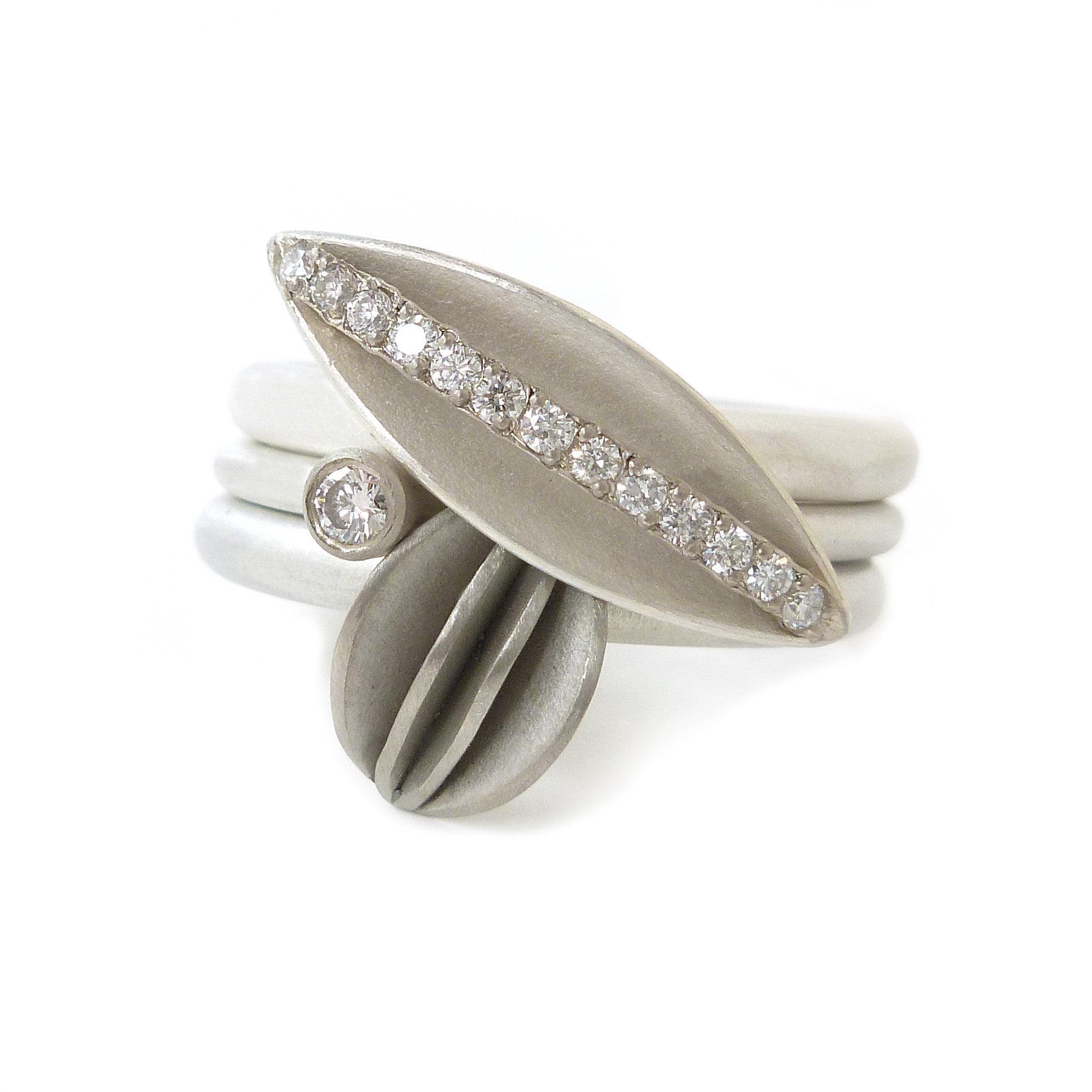 NEW: Silver, 18k Gold and Diamond Ring (OF29) - Sue Lane Contemporary Jewellery