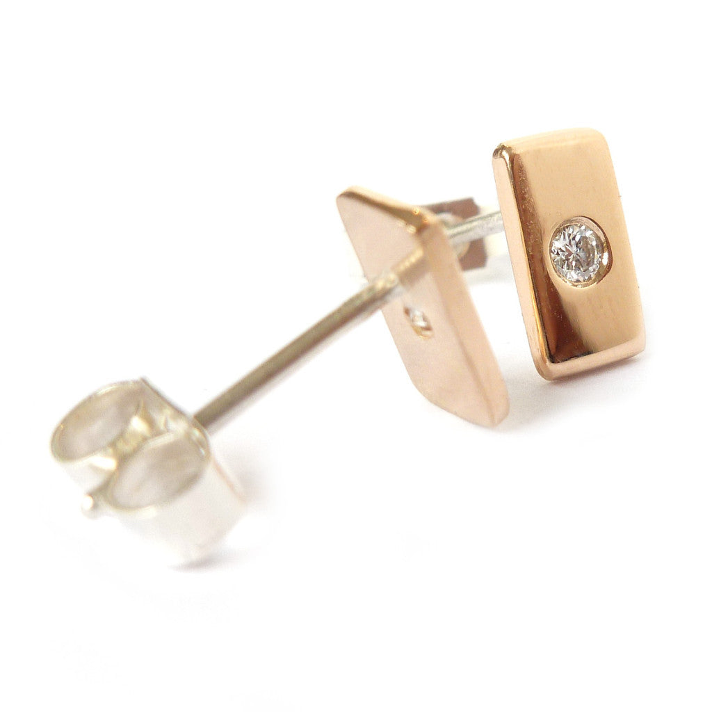 18k rose gold and diamond earrings (gr21a) - Sue Lane Contemporary Jewellery - 1