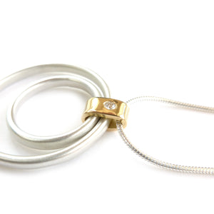Contemporary Gold, Silver and Diamond Necklace (cir06) - Sue Lane Contemporary Jewellery - 3