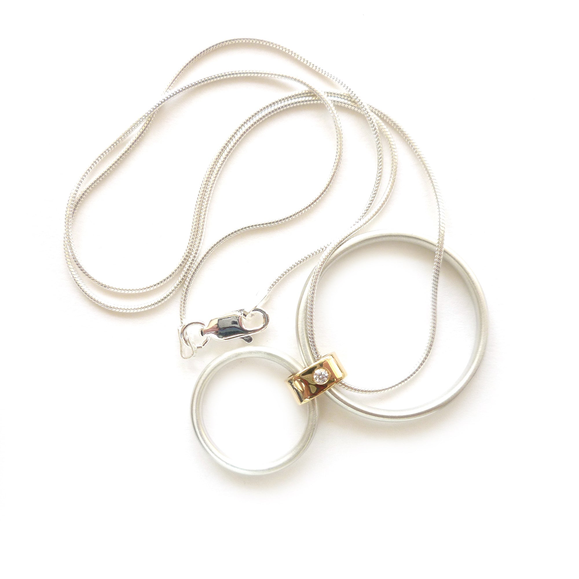 Contemporary Gold, Silver and Diamond Necklace (cir06) - Sue Lane Contemporary Jewellery - 4