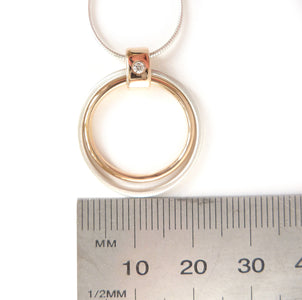 Circle Silver,18k Gold and Diamond Necklace (cir11) - Sue Lane Contemporary Jewellery - 5