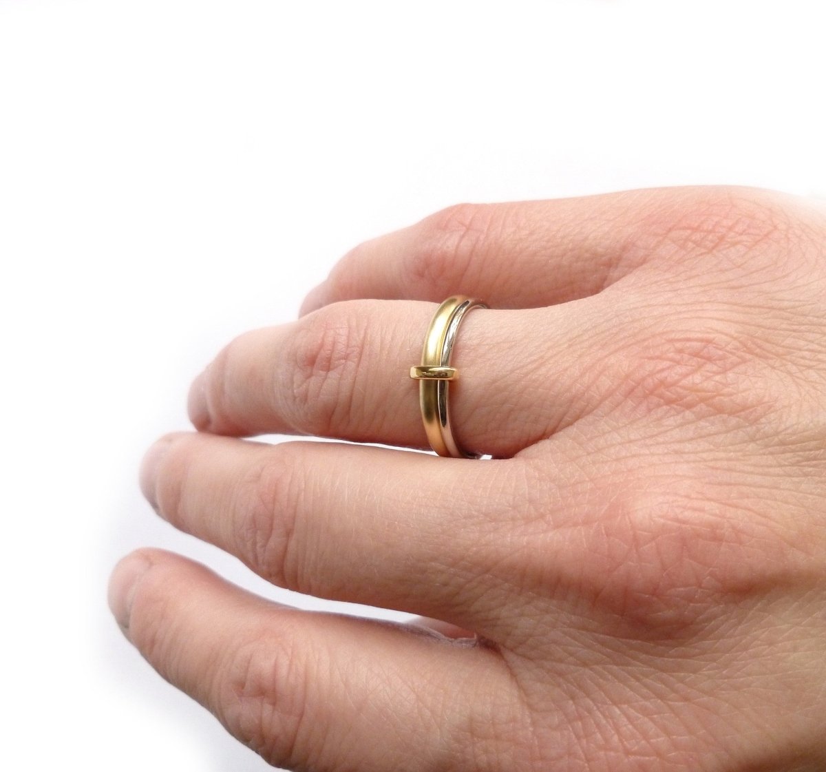18k gold two band ring (rd18) - Sue Lane Contemporary Jewellery - 4